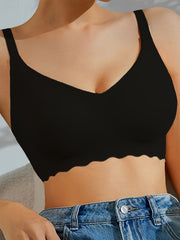 Wireless Scallop Trim Bra Comfy & Breathable