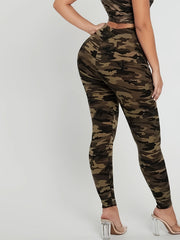 Camo Drawstring Leggings High Rise