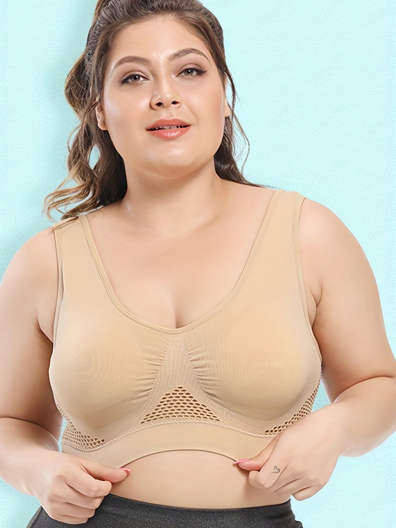 Plus Size Wireless Fitness Bra High Stretch Breathable