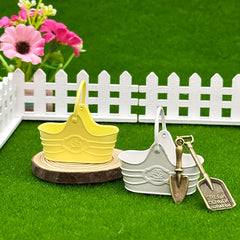 2pcs 1:12 Dollhouse Metal Flower Bucket Basket with Shovel Fairy Garden Decor