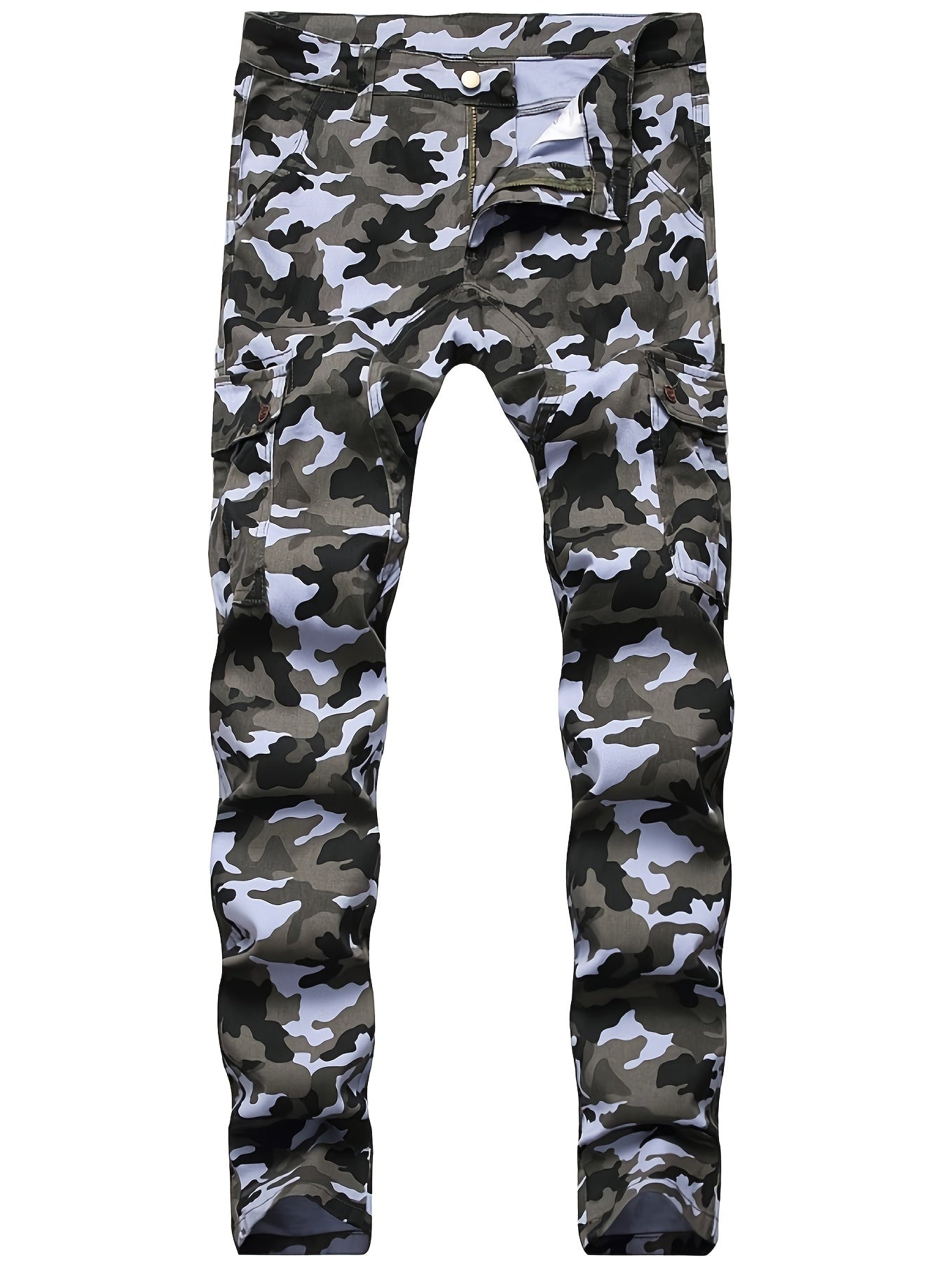 Camouflage Pattern Pocket Jeans Men s Casual Stretch Street Style Denim