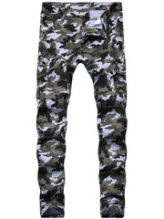 Camouflage Pattern Pocket Jeans Men s Casual Stretch Street Style Denim