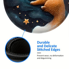 Fox Round Mouse Pad Non-slip Rubber Base Gaming Mouse Pad