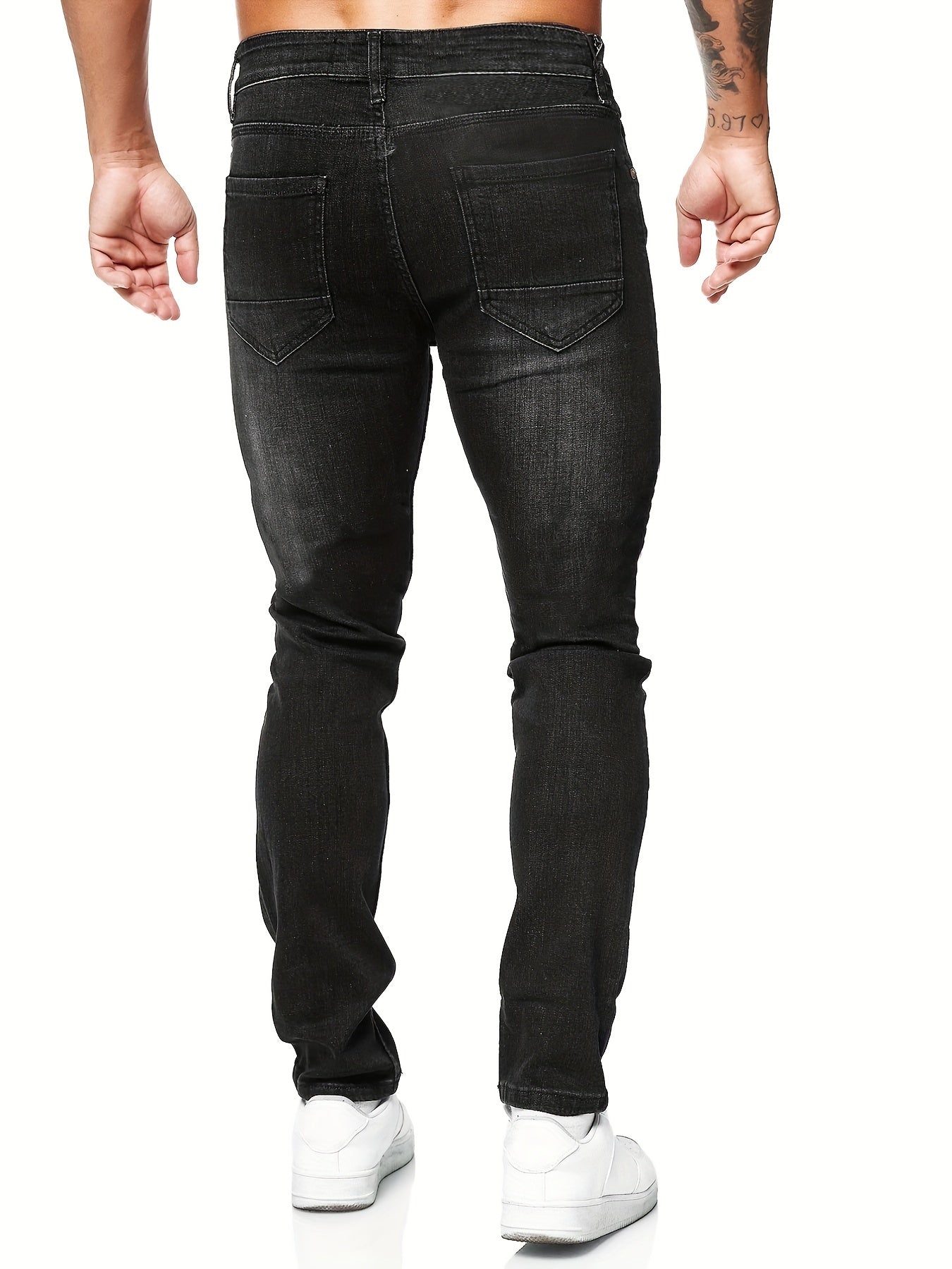Slim Fit Ripped Jeans Mens Casual Distressed Stretch Denim Pants