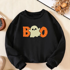 Halloween Party Boo Print Boys Casual Sweatshirt