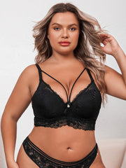 3 Pack Plus Size Sexy Bra Set Floral Lace Rhinestone Padded Harness Bralette 3pc