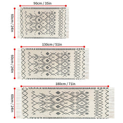 Boho Hand woven Linen Area Rugs With Tassels