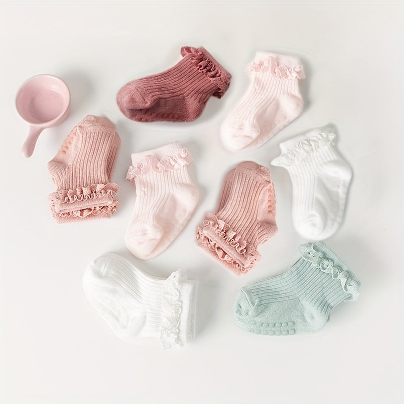 5 pairs Baby Girls Lace Ruffled Socks