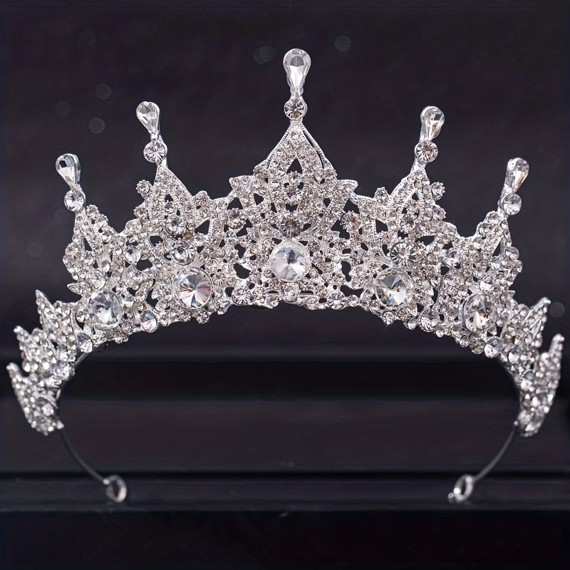 Baroque Crystal Bridal Head Jewelry Set Rhinestone Tiara Crown Earring Necklace