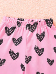 2pcs Girls' Pants Heart Graphic Stretch Leggings