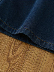 Toddler Girls Denim Shorts with Heart Button Detail