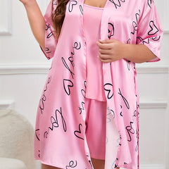 3-Piece Pajamas Set: Camisole, Shorts & Robe