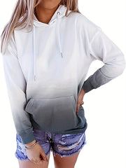 Ombre Kangaroo Pocket Hoodie Long Sleeve Drawstring Hoodies