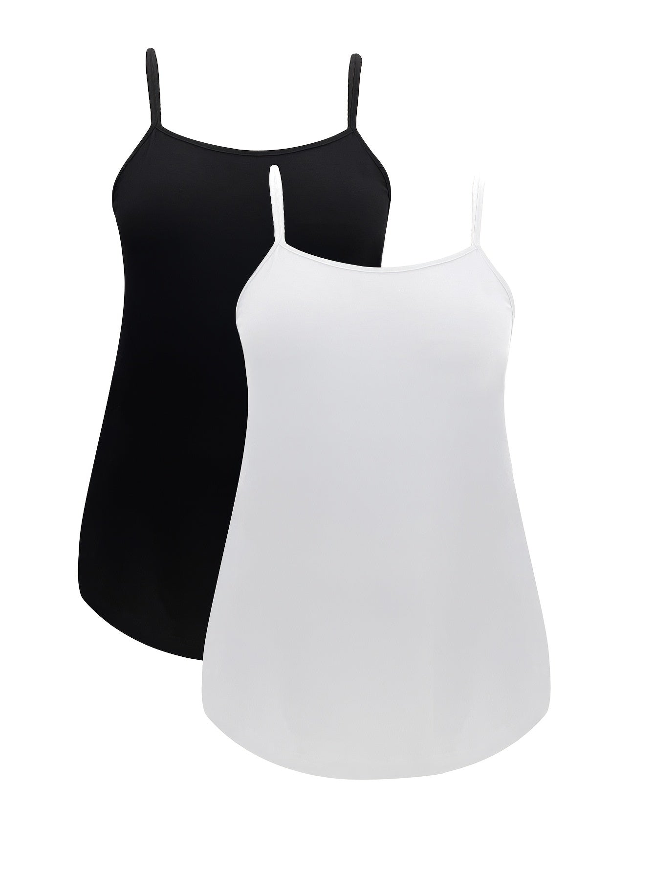 2 Pack Plus Size Lounge Top Set Women's Plus Solid Spaghetti Strap