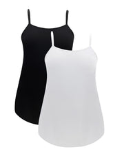 2 Pack Plus Size Lounge Top Set Women's Plus Solid Spaghetti Strap