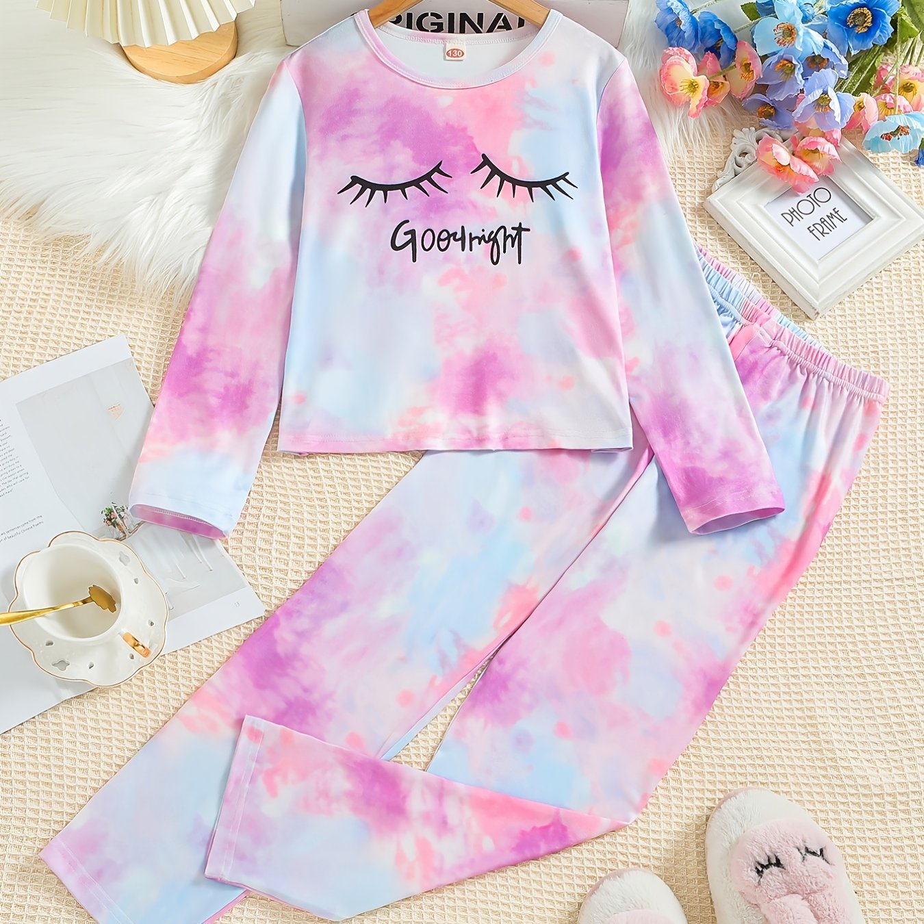 Kid's Tie Dye Pajamas Long Sleeve Top & Pants Set