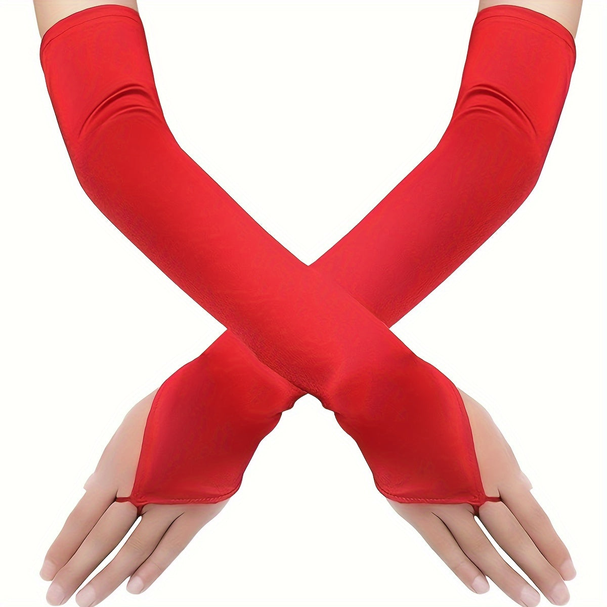 D EXCEED Women's Long Fingerless Sheer Gloves for Weddings and Events