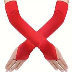 D EXCEED Women's Long Fingerless Sheer Gloves for Weddings and Events