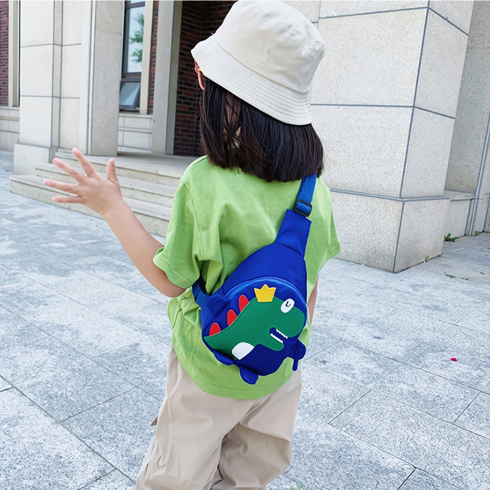 Girls Cartoon Dinosaur Print Canvas Mini Crossbody Bag