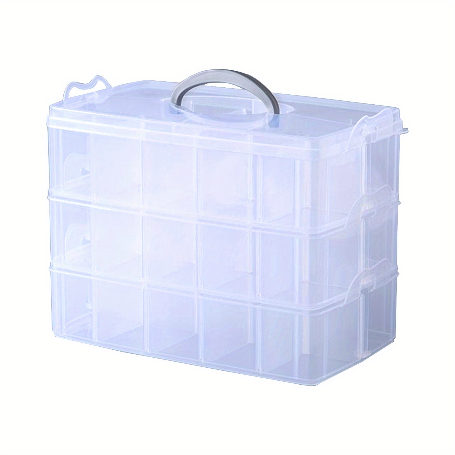 Translucent 3 Layer Stackable Storage Box 30 Compartments Dust Proof