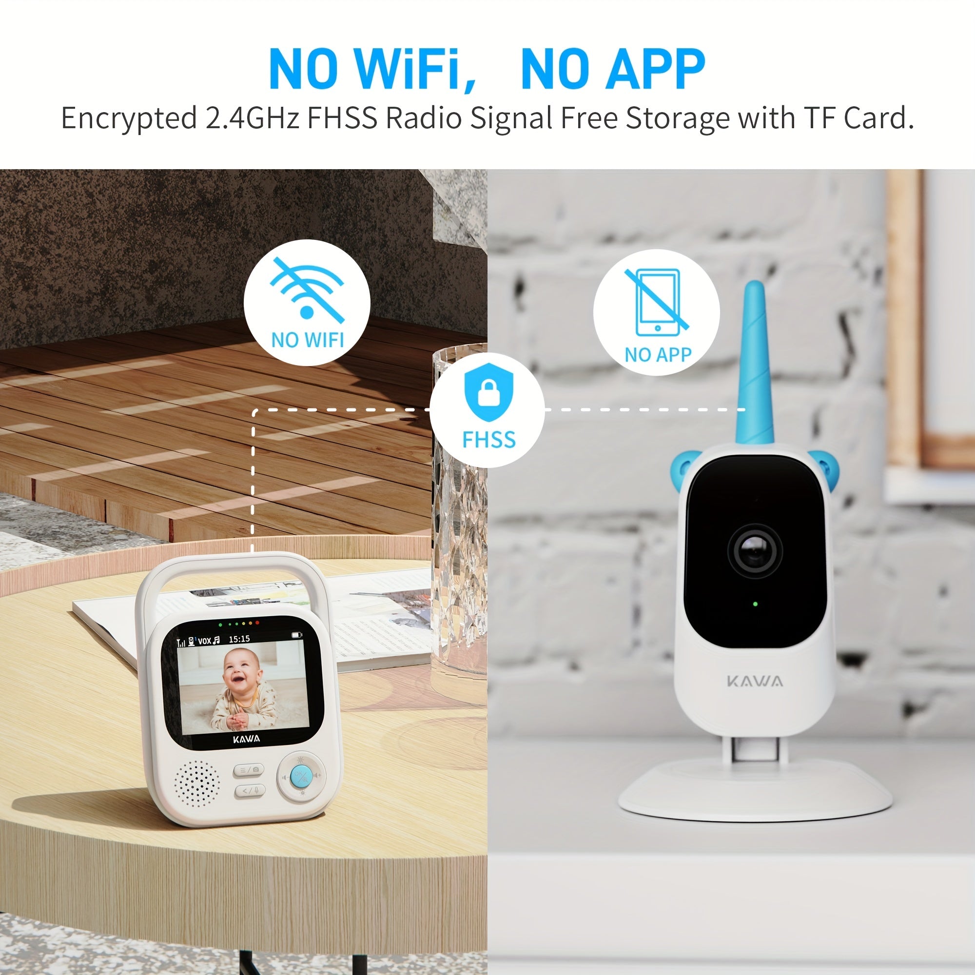 KAWA Baby Monitor 2K QHD Video Baby Monitor With Camera And Audio