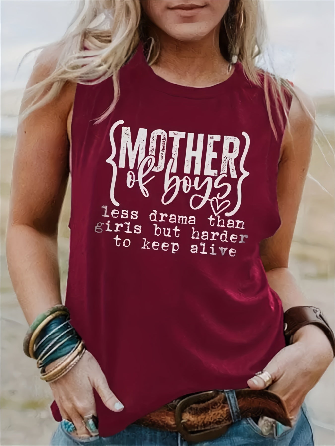Sleeveless Crew Neck Tank Top for Summer Women's Clothing