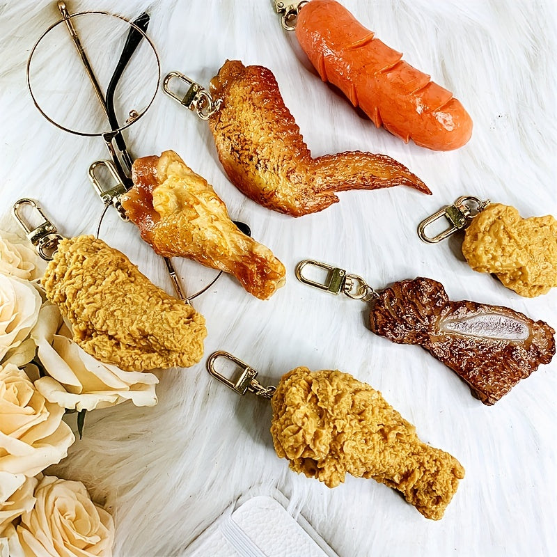 Food Keychain Fried Chicken Legs - Simulated Toy Chain Pendant Jewelry