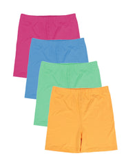 4 Pack Girls Bike Shorts High Stretch Dance Under Dress Colorful Kids Shorts