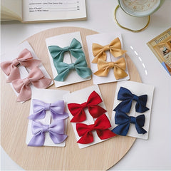 6 Pairs Solid Bow Decorative Hair Accessories for Girls
