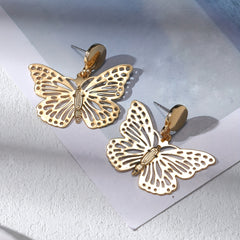 Golden Hollow Butterfly Stud Earrings for Girls