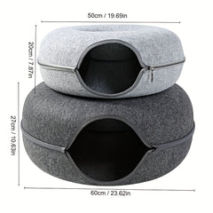 Cat Tunnel Bed Felt Round Nest Washable Semi-enclosed Cat Tunnel