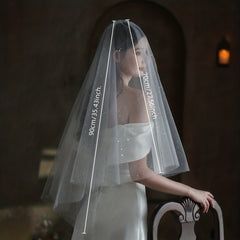 Double Layer Sequin Head Veil with Comb for Bridal Wedding