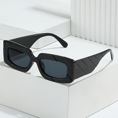 Rectangle Stripe Embossed Sunglasses Thick Temple Classic Eyeglasses