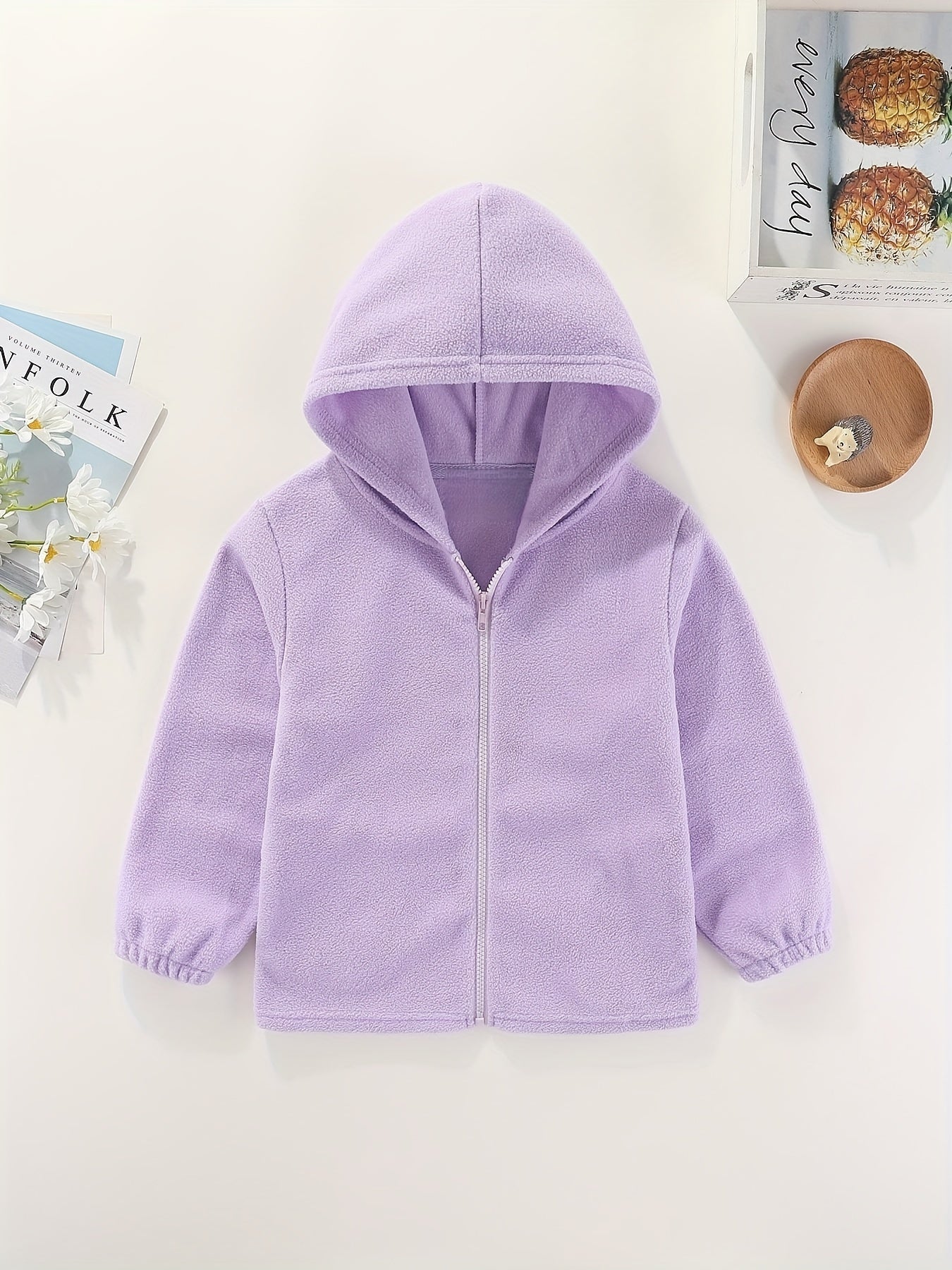 Girls' Thick Fleece Warm Hooded Jacket Zipper Up Casual Hoodie Coat