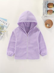Girls' Thick Fleece Warm Hooded Jacket Zipper Up Casual Hoodie Coat