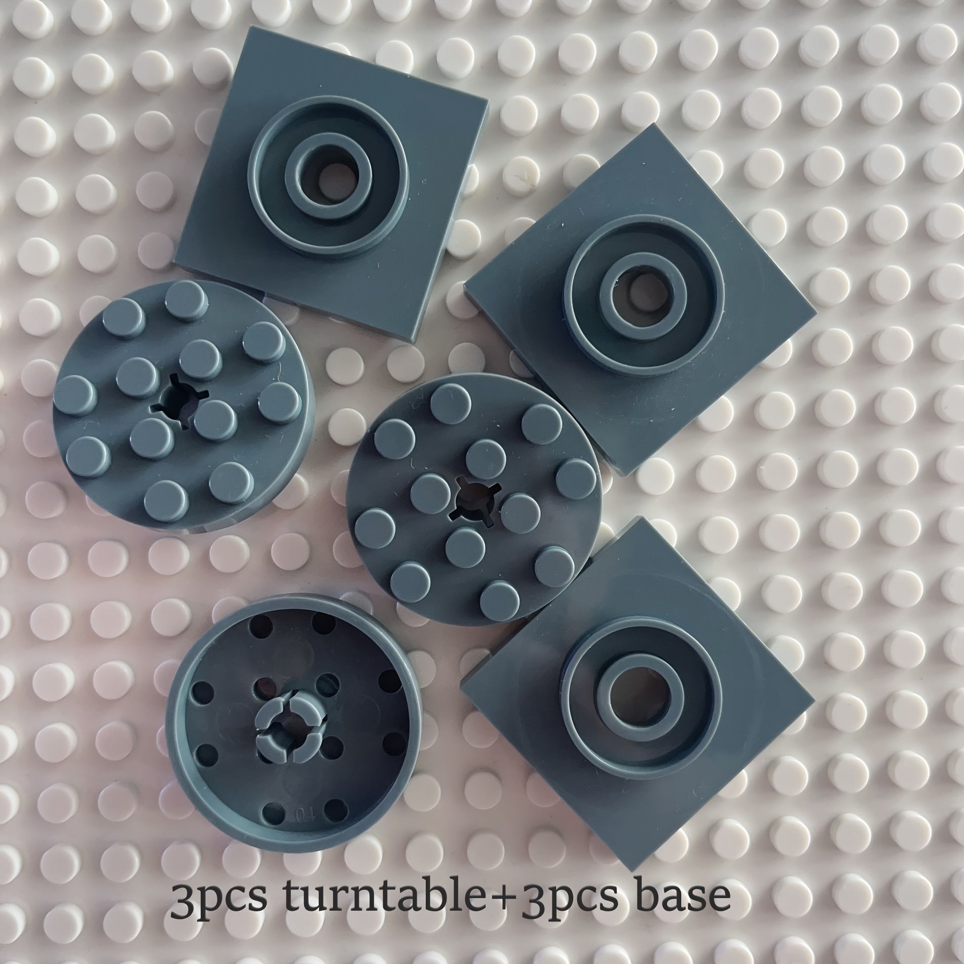 6Pcs 3 Sets MOC Building Blocks 4X4 Round Plate Turntable Base Connectors