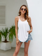 Pleated Spaghetti Strap Top Sleeveless Cami