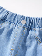 Girls' Wide Leg Casual Jeans Loose Fit Denim Trousers
