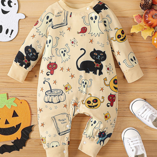 Infant Halloween Cartoon Print Long-sleeved Jumpsuit