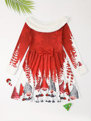 Santa & Reindeer Graphic Christmas Dress Girls