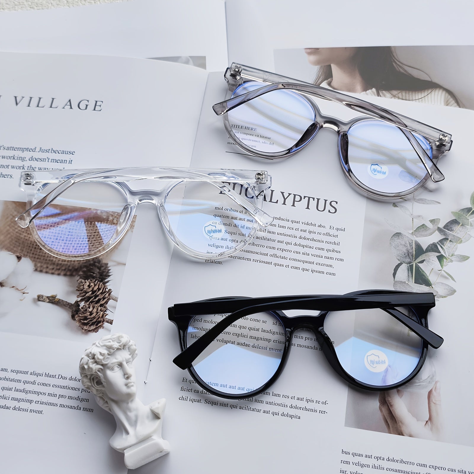 Oversized Computer Anti Light Glasses Round Metal Frame
