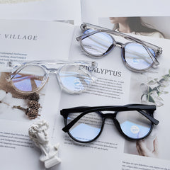Oversized Computer Anti Light Glasses Round Metal Frame