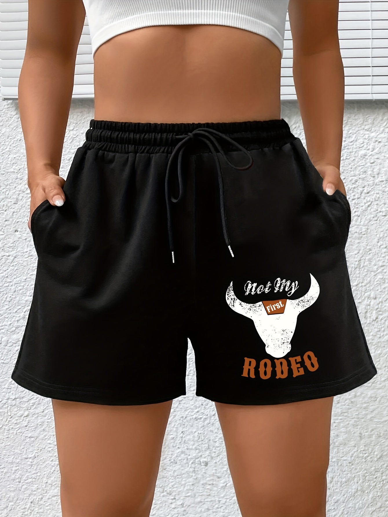 Cow & Letter Print High Rise Shorts