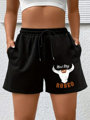 Cow & Letter Print High Rise Shorts
