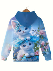 Girls Kitty Friends Long Sleeve Hooded Sweatshirt