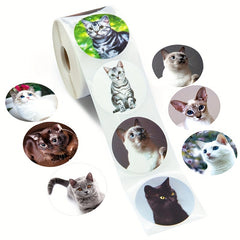500pcs Animal Cat Stickers 2.54cm School Children Stationery Reward Stickers