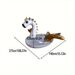 Large Unicorn Swimming Float Golden Wings Adult Pool Party Bed