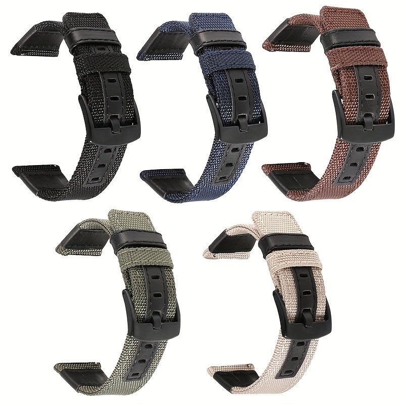 22mm Nylon Leather Watchband Sport Bracelet Quick Release Replacement Wristband