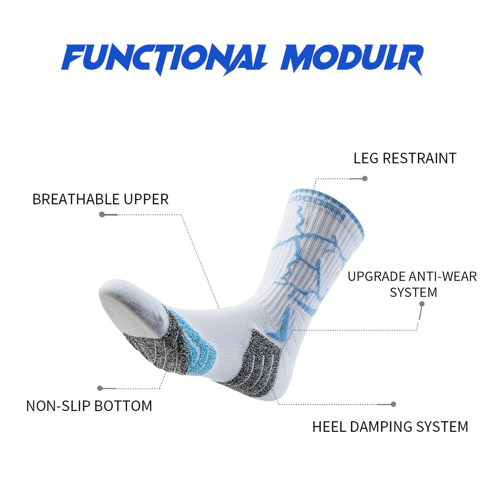 Breathable Antiskid Mid Calf Sport Socks for Outdoor Running Training