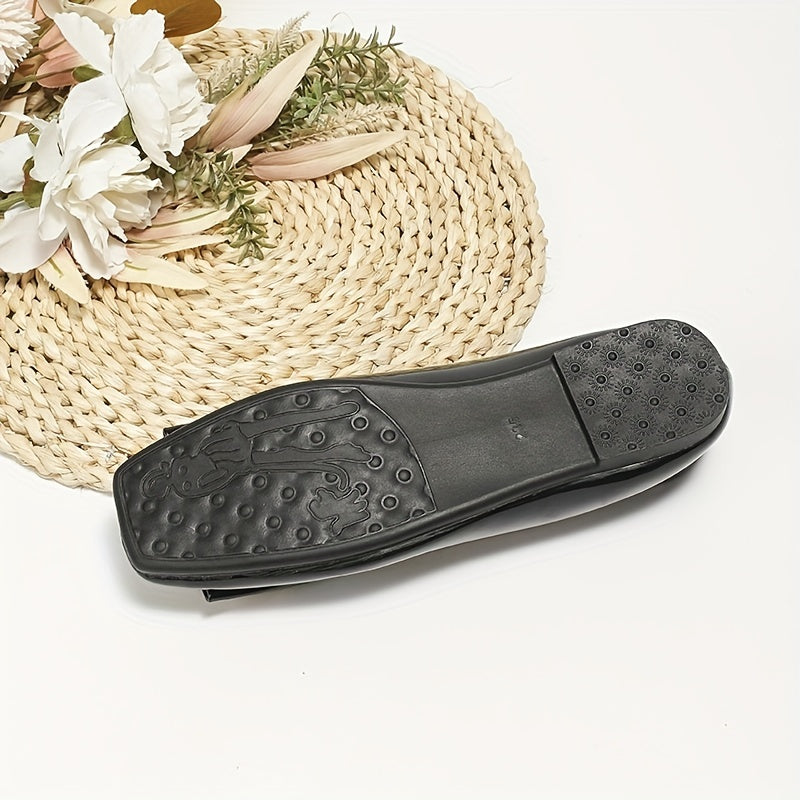 Women's Buckle Ballet Flats Soft Patent Leather Shoes